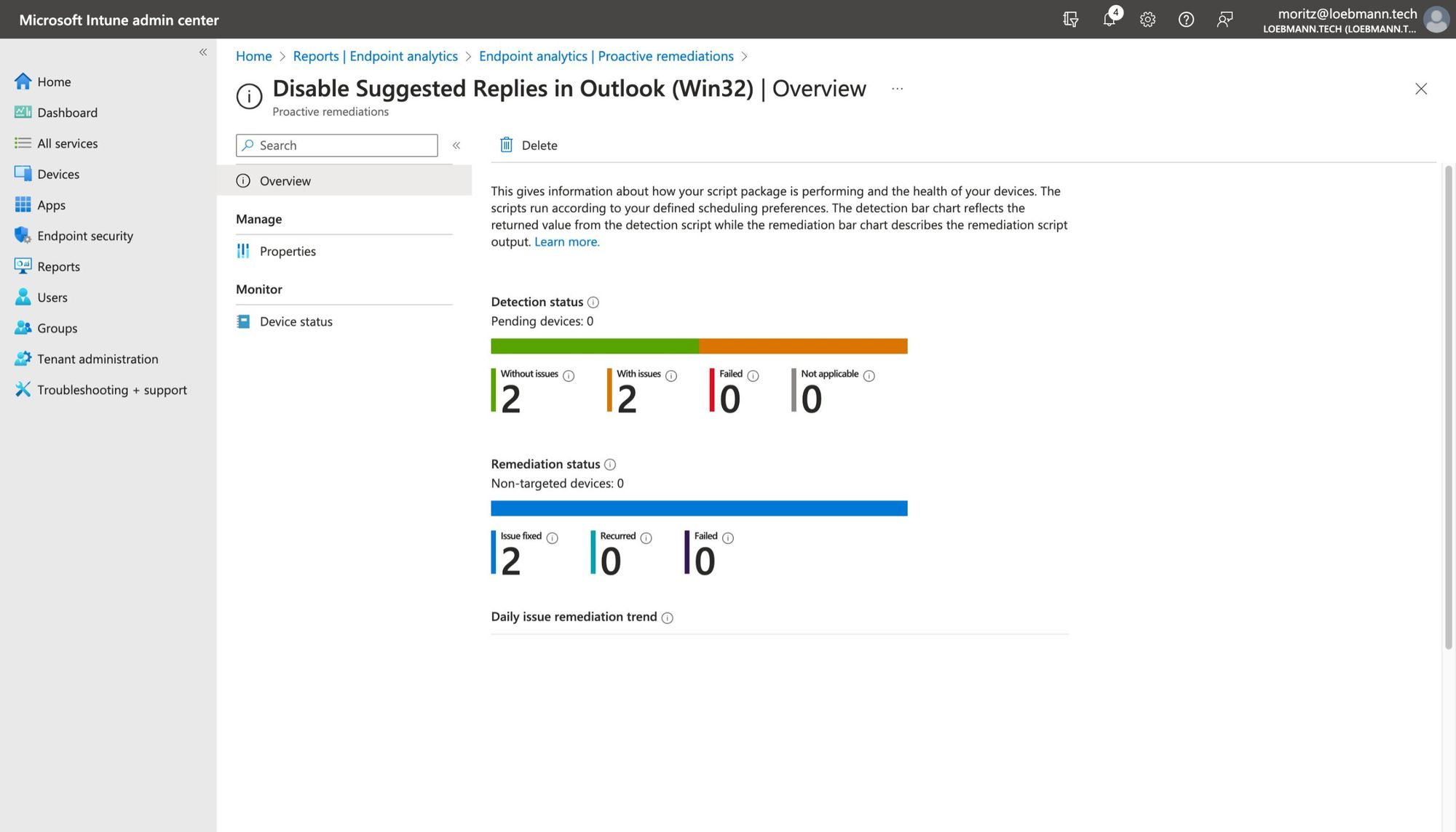 Disabling Suggested Replies in Outlook (Win32) with Proactive Remediations