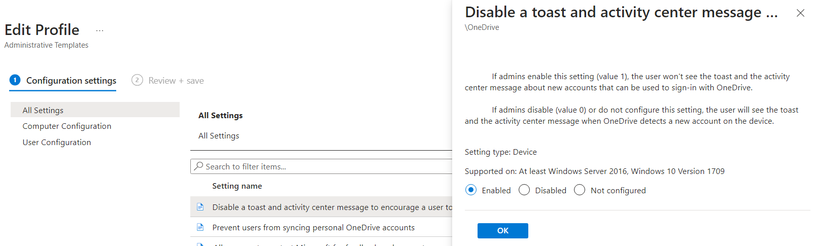 Configuring OneDrive DisablePersonalSync & DisableNewAccountDetection with Intune